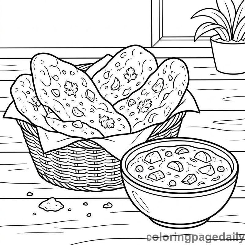 Indian Naan Bread Basket - Colored reference example