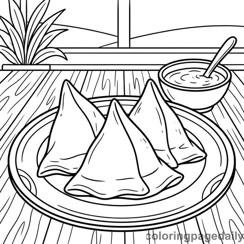Indian Samosas On Ceramic Plate - Colored reference example