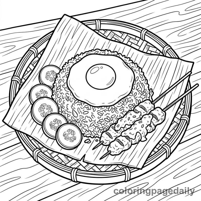 Indonesian Nasi Goreng Plate - Colored reference example