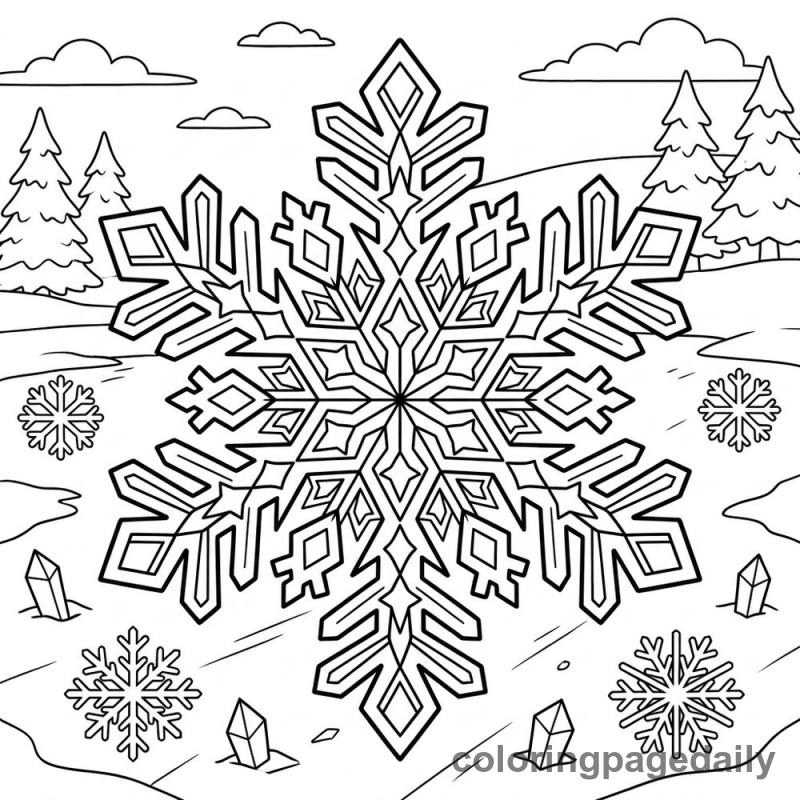 Intricate Snowflake Pattern - Colored reference example