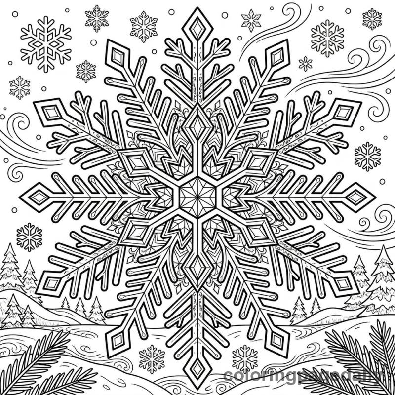 Intricate Winter Snowflake - Colored reference example