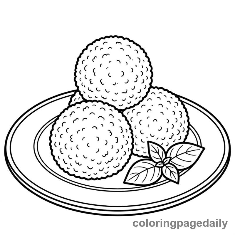 Italian Arancini Rice Balls - Daily printable coloring page in Food category