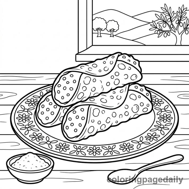 Italian Cannoli Dessert Plate - Colored reference example