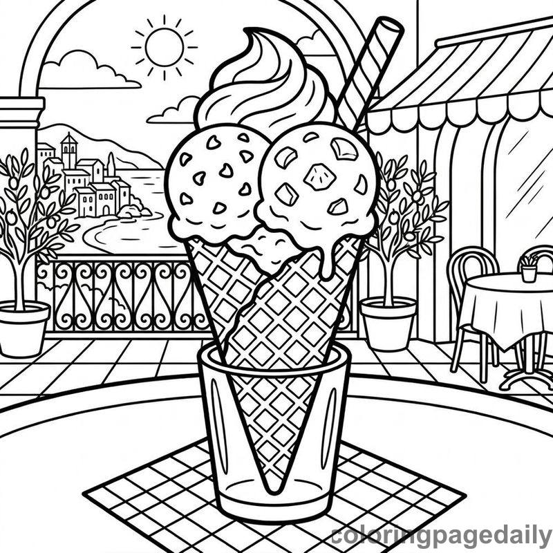 Italian Gelato Cone - Colored reference example