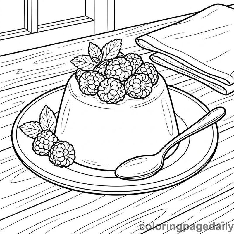 Italian Panna Cotta Dessert - Daily printable coloring page in Food category