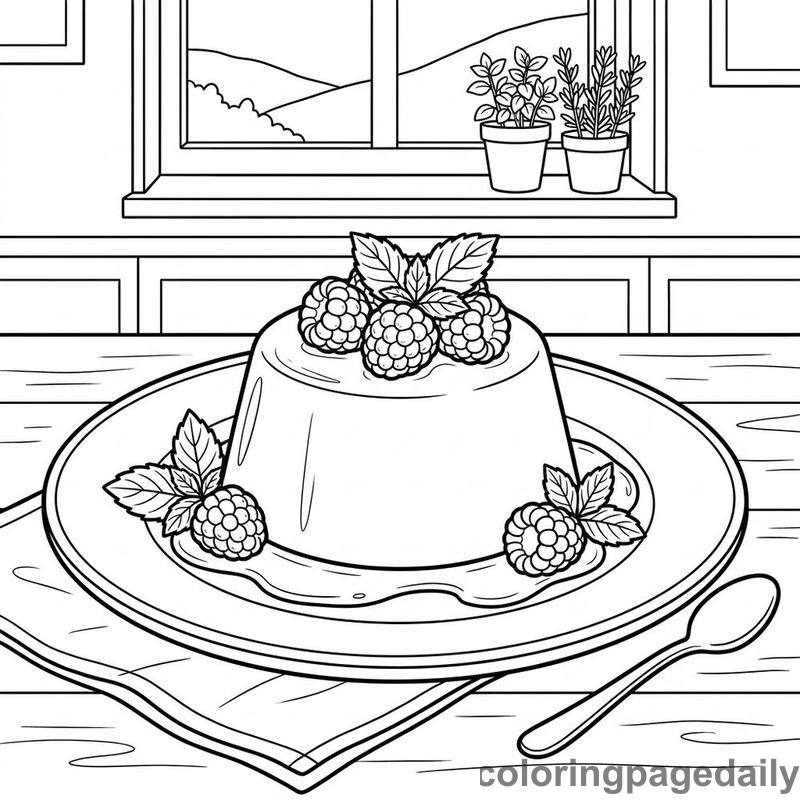 Italian Panna Cotta Dessert - Colored reference example