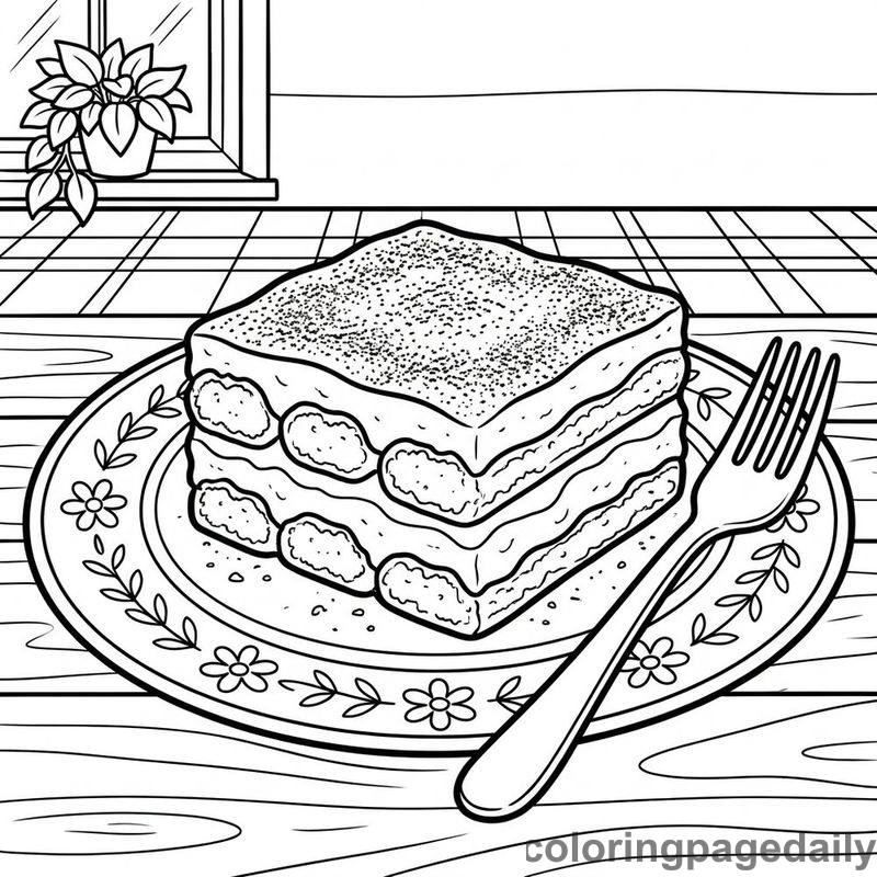 Italian Tiramisu Dessert Slice - Colored reference example