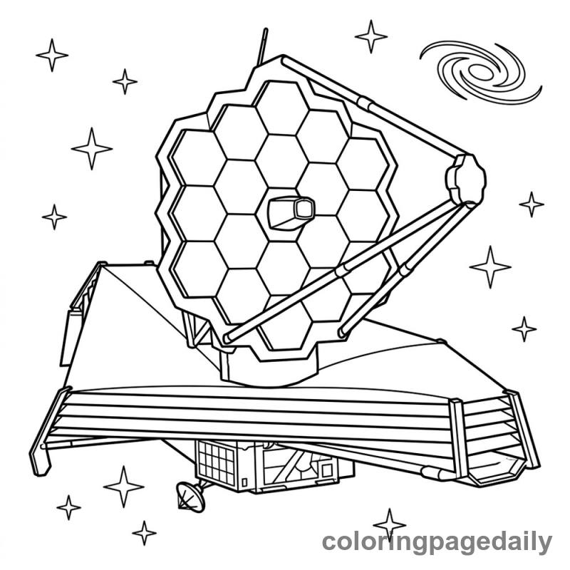 James Webb Space Telescope - Daily printable coloring page in Space category
