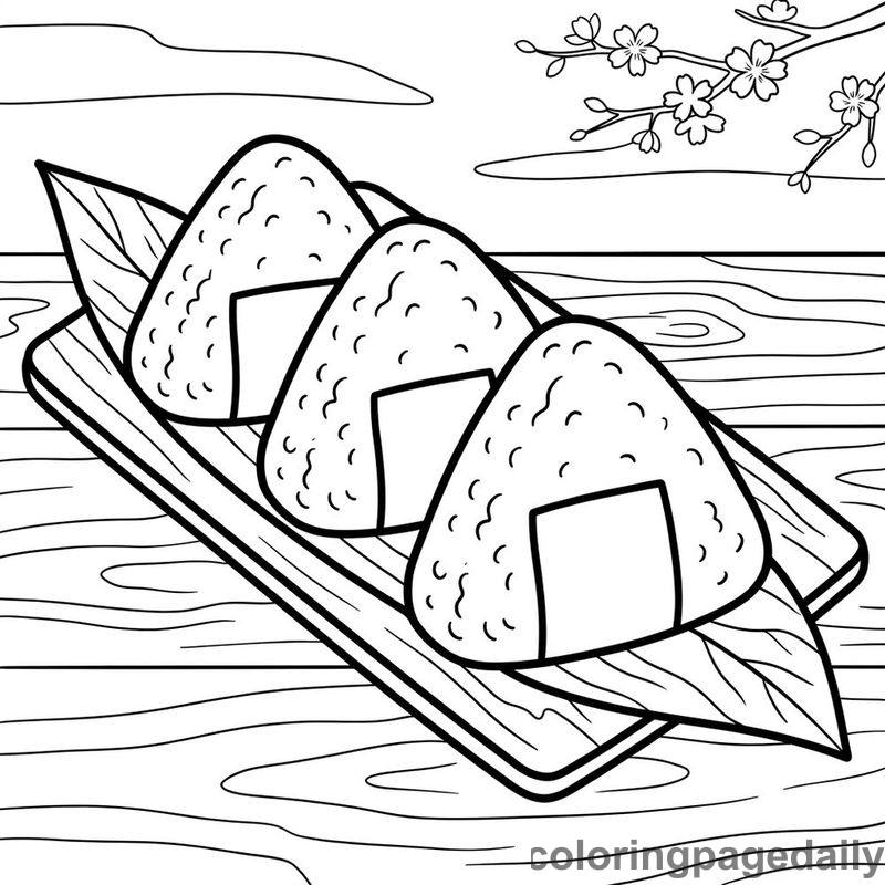 Japanese Onigiri Rice Balls - Colored reference example