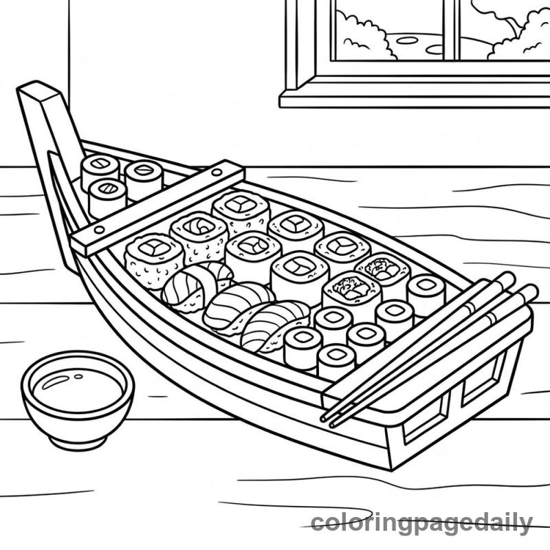 Japanese Sushi Boat - Colored reference example