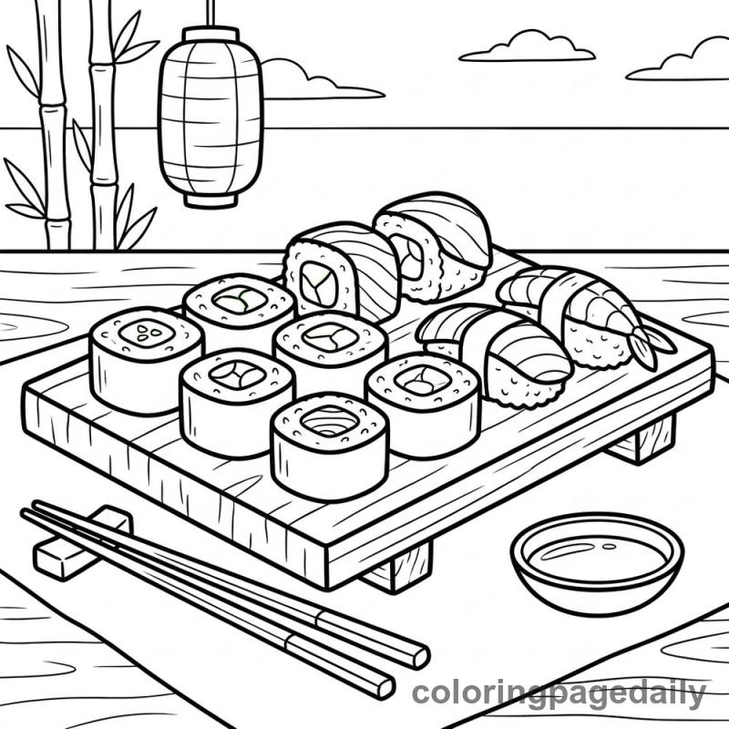 Japanese Sushi Platter - Colored reference example