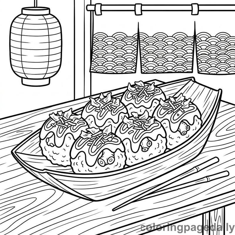 Japanese Takoyaki Boat Tray - Colored reference example