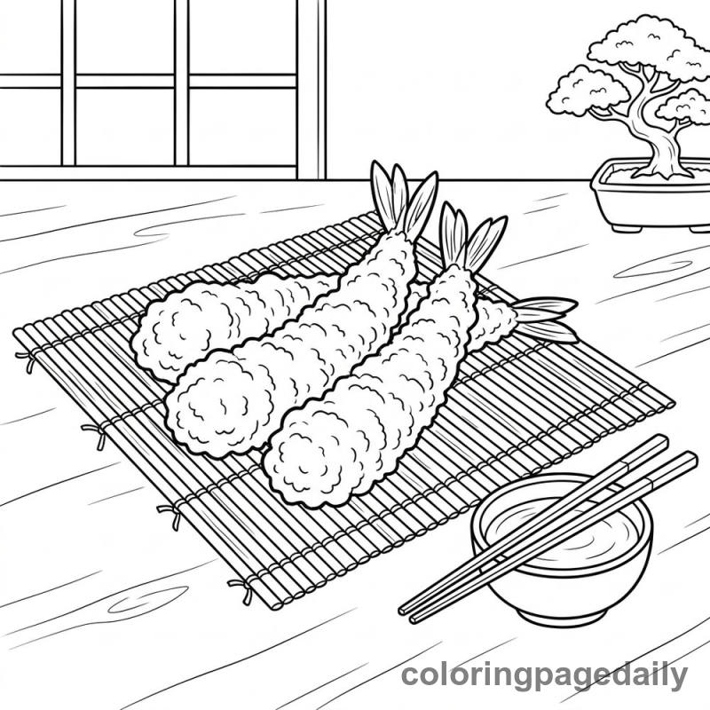Japanese Tempura Shrimp Plate - Colored reference example