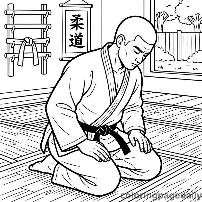 Judo Athlete Bowing Respectfully - Colored reference example