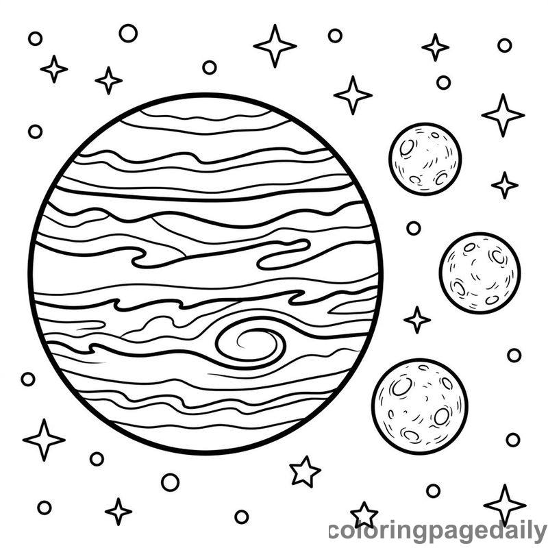 Jupiter Orbited By Three Moons - Colored reference example