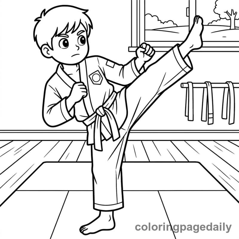 Karate Kid High Kick - Colored reference example