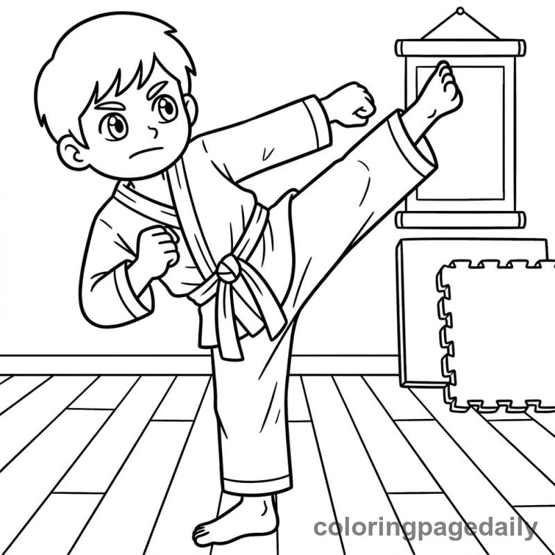 Karate Kid High Kick - Colored reference example