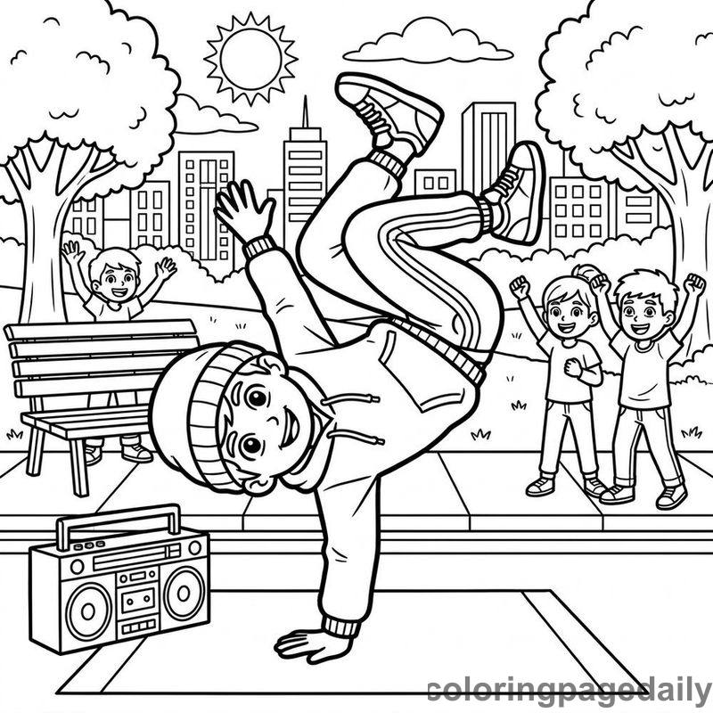 Kid Breakdancing Pose - Colored reference example