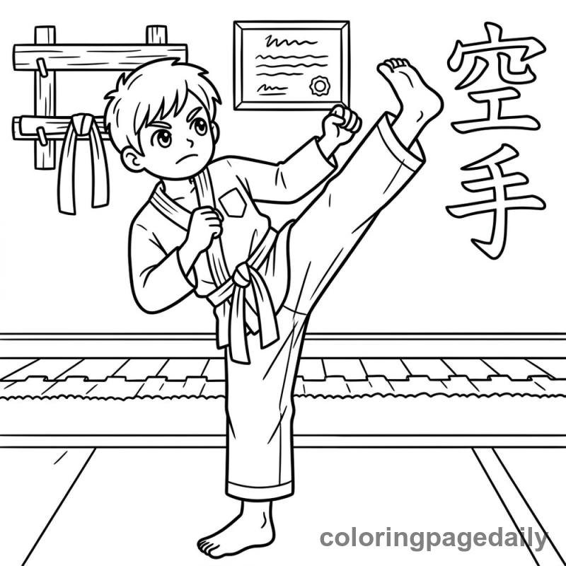 Kid Doing Karate - Colored reference example