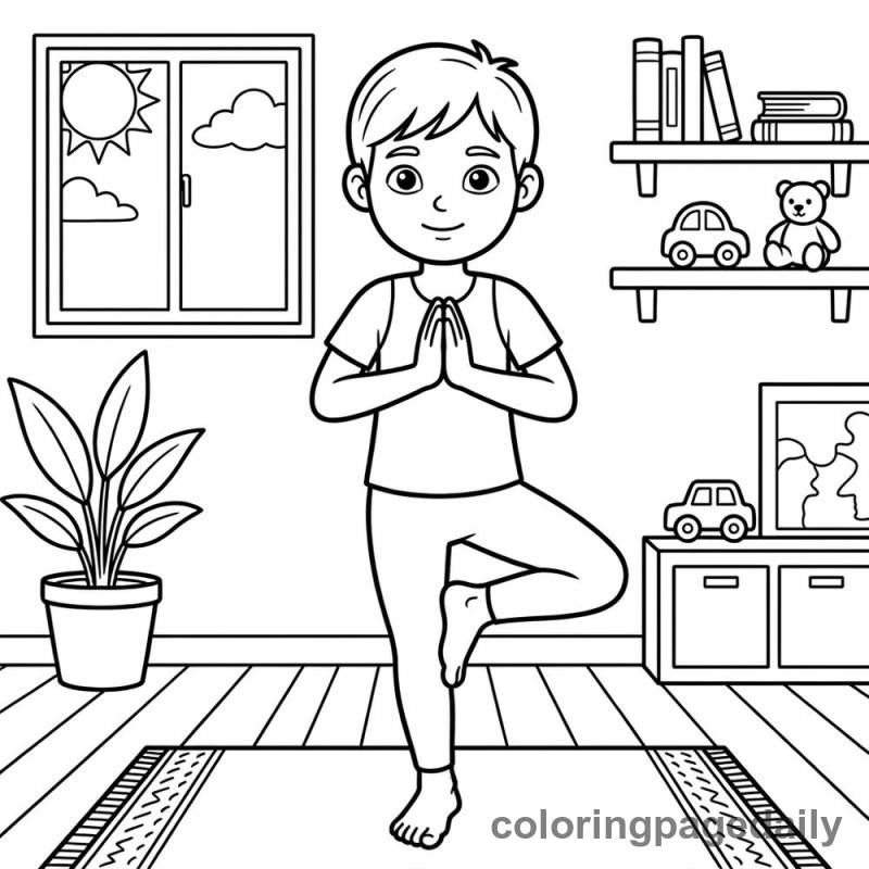 Kid Doing Yoga Pose - Colored reference example
