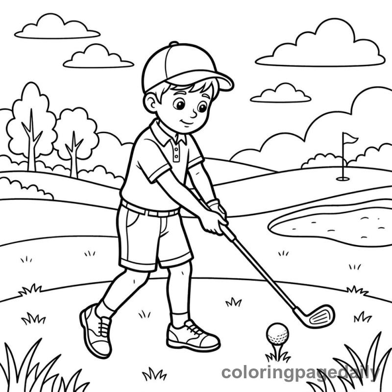 Kid Golfing Swing - Colored reference example