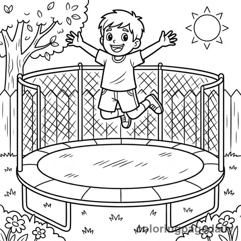 Kid Jumping Trampoline - Colored reference example