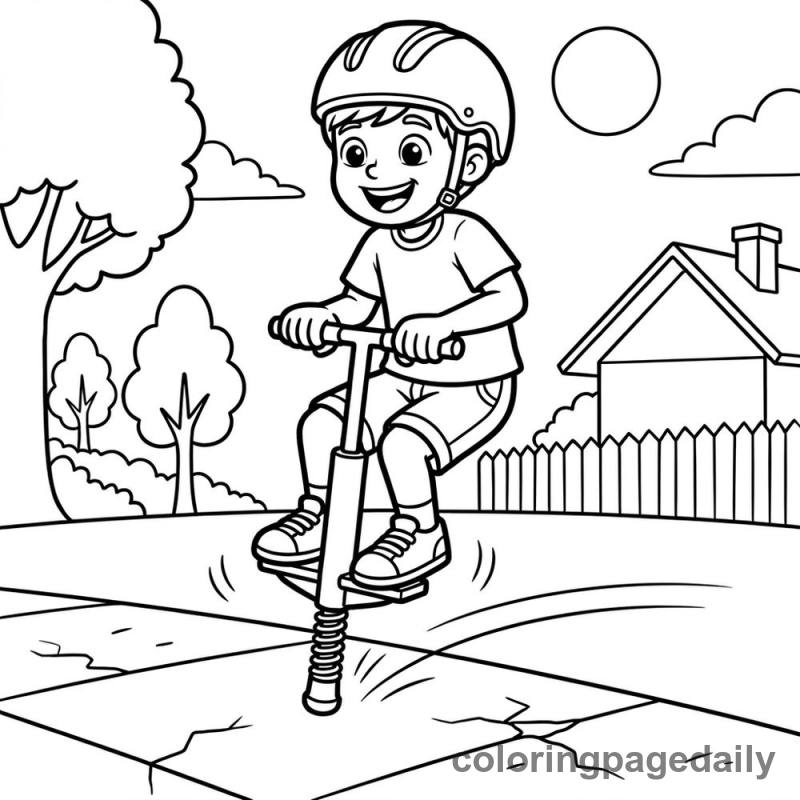 Kid On Pogo Stick - Colored reference example