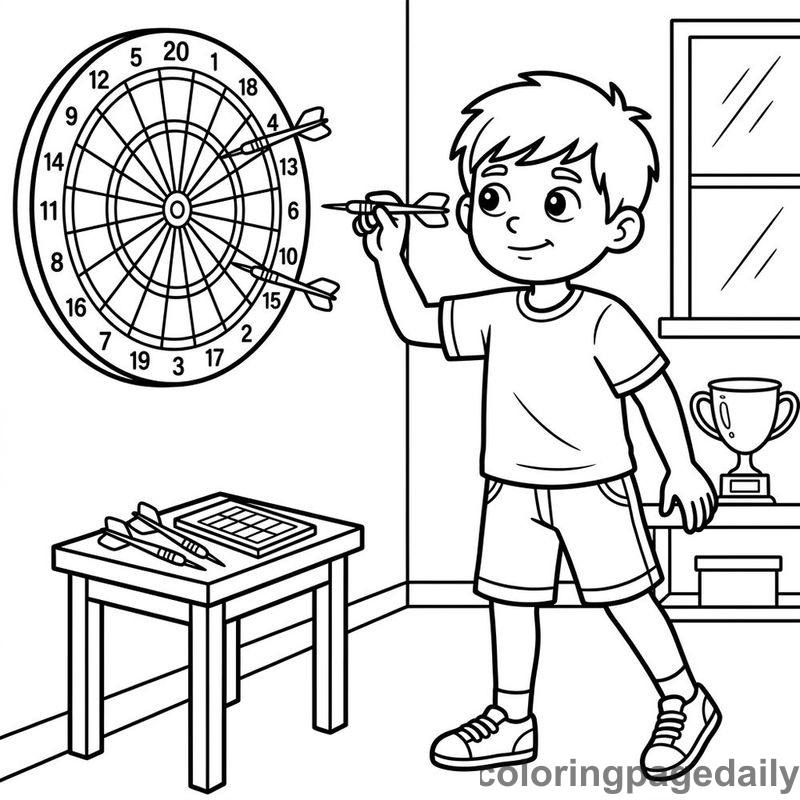 Kid Playing Darts - Colored reference example