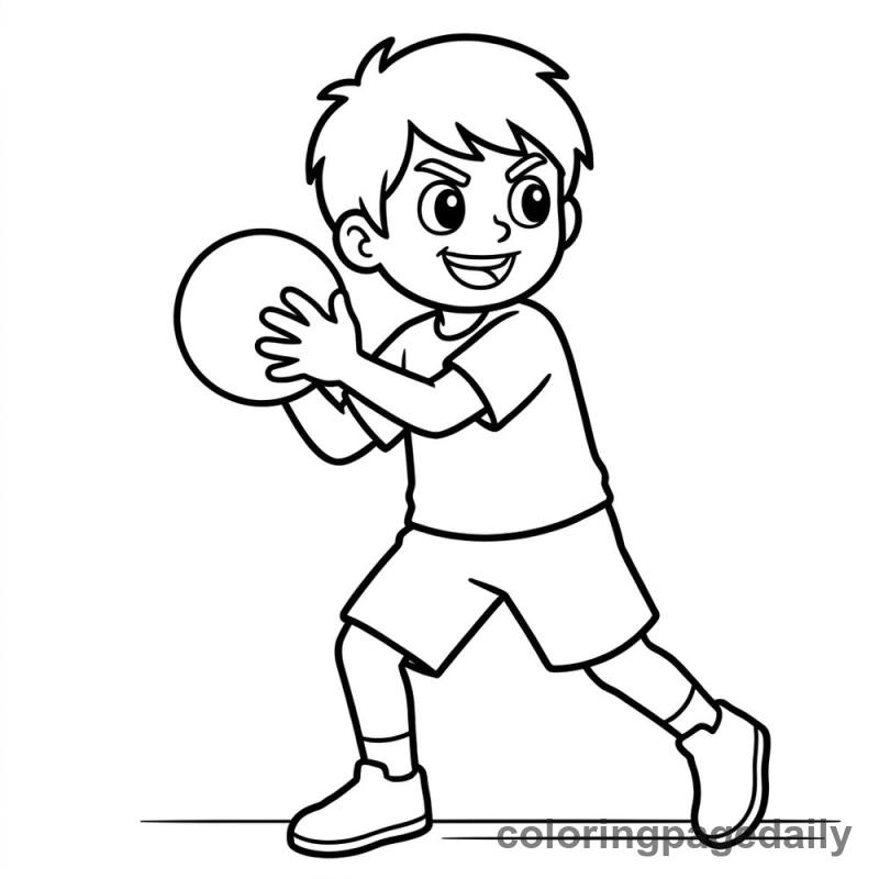 Kid Playing Dodgeball - Daily printable coloring page in Sports category