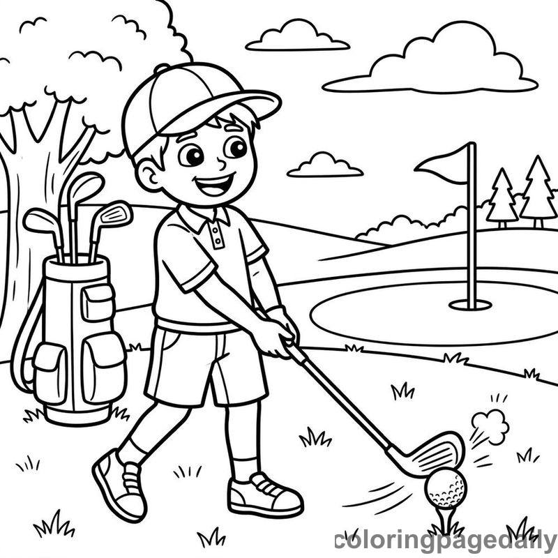 Kid Playing Golf - Colored reference example