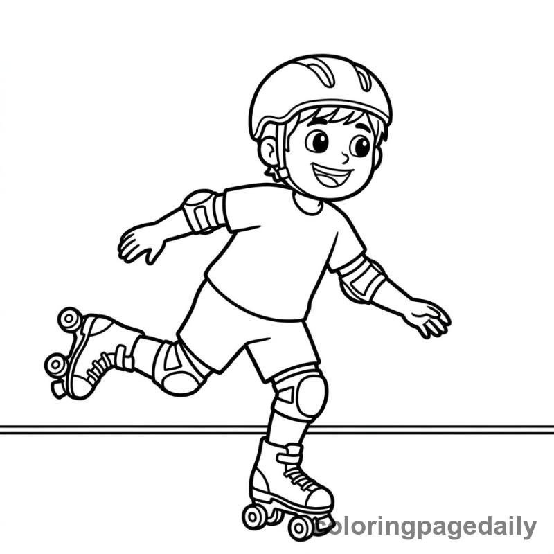 Kid Roller Skating - Colored reference example