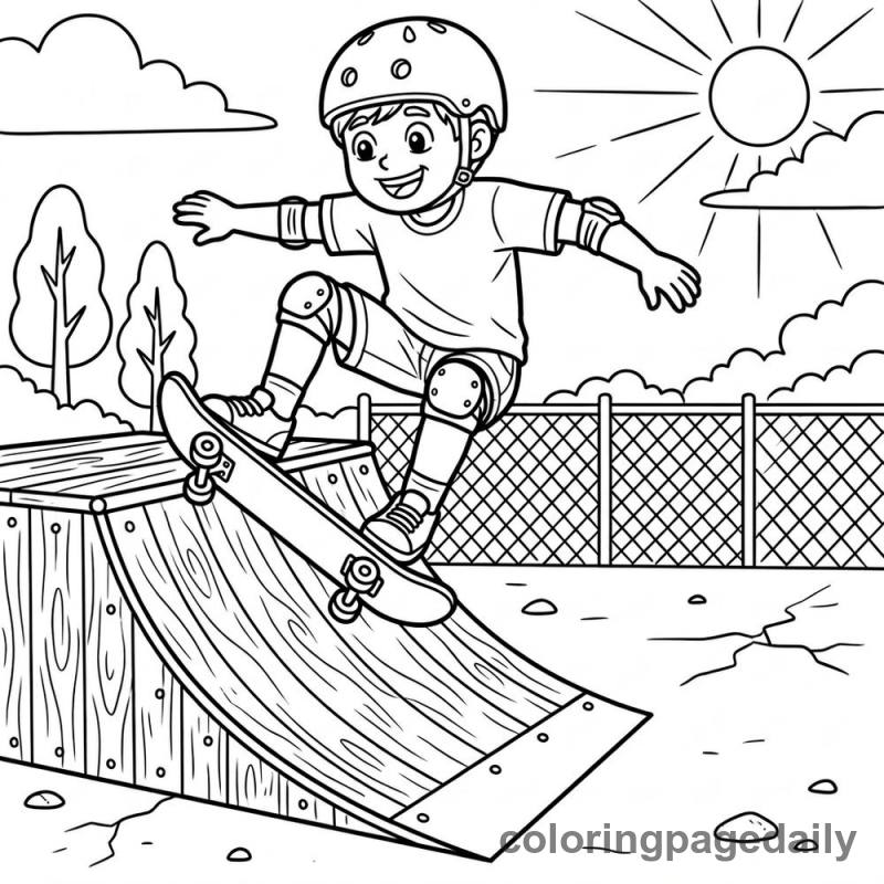 Kid Skateboarding Trick - Colored reference example