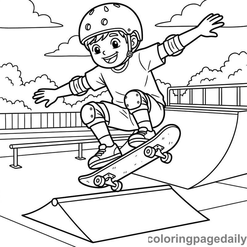 Kid Skateboarding Trick - Colored reference example