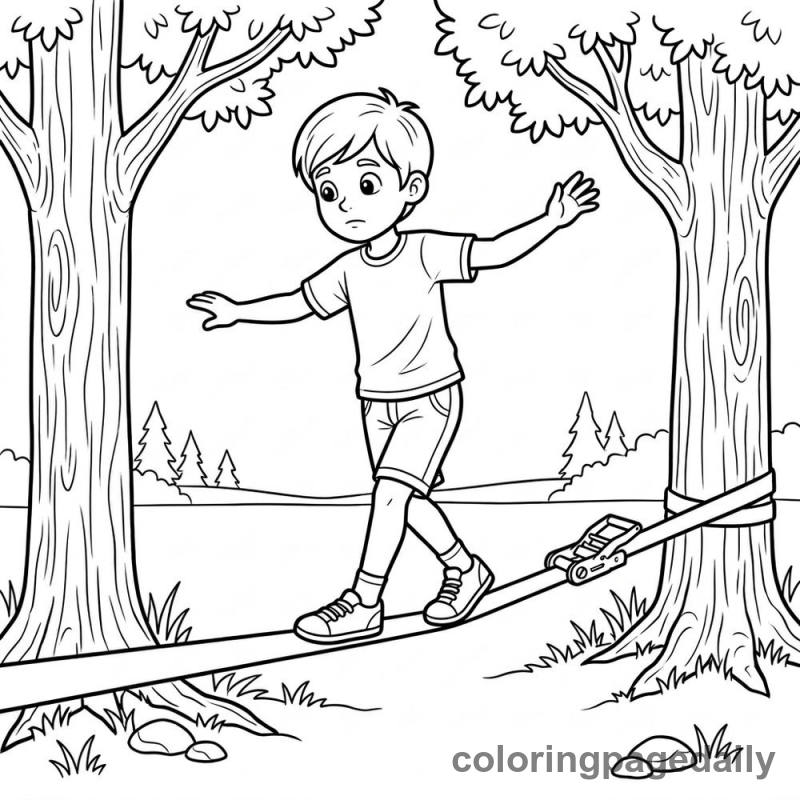 Kid Walking Slackline - Colored reference example