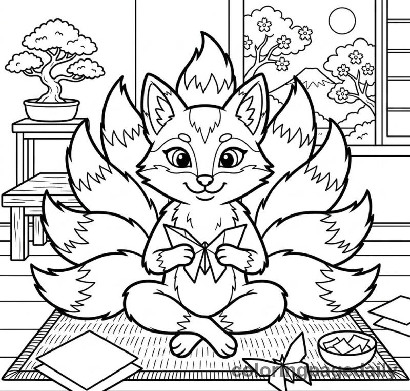 Kitsune Folding Origami Butterfly - Colored reference example