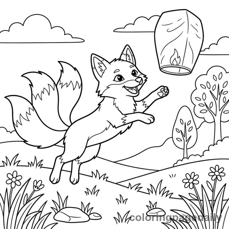 Kitsune's Lantern Leap - Colored reference example