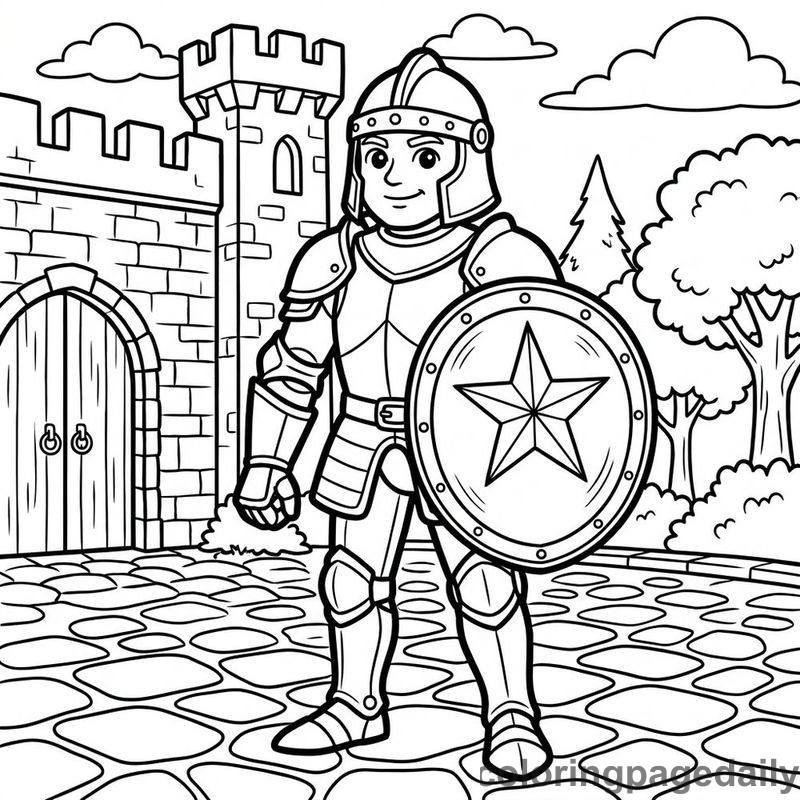 Knight Holding Star Shield - Colored reference example