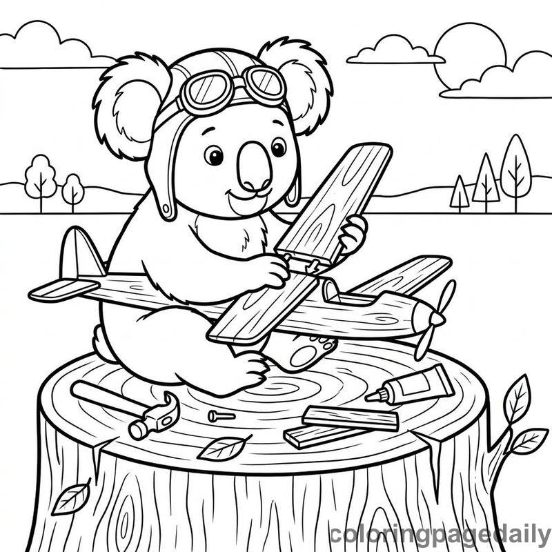 Koala Building Glider Plane - Colored reference example