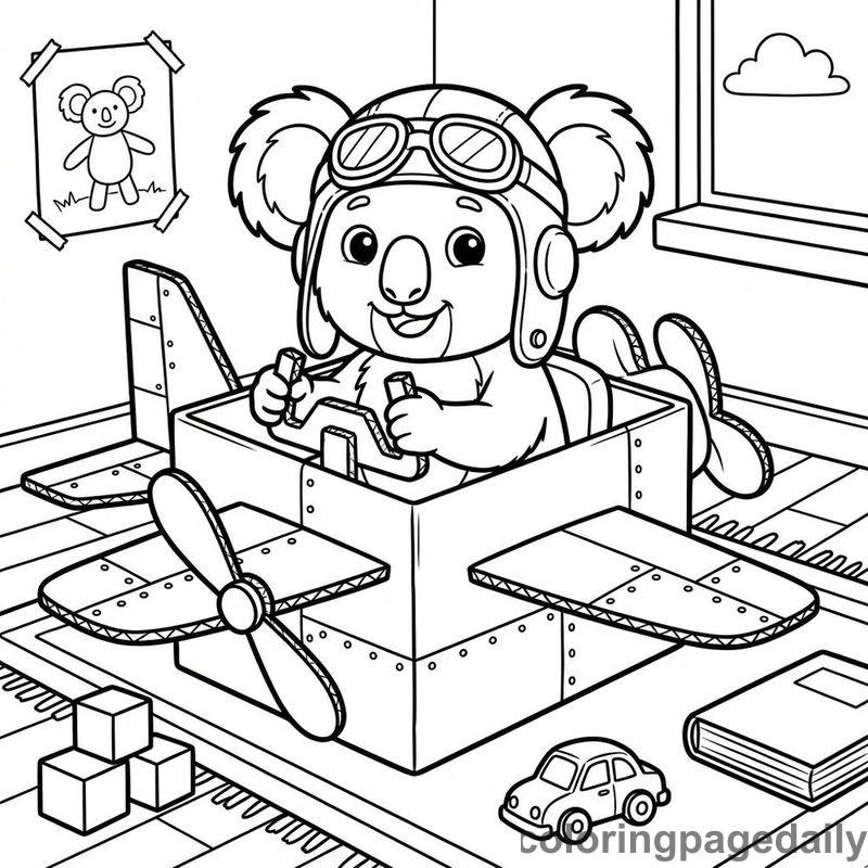 Koala Cardboard Airplane Pilot - Colored reference example