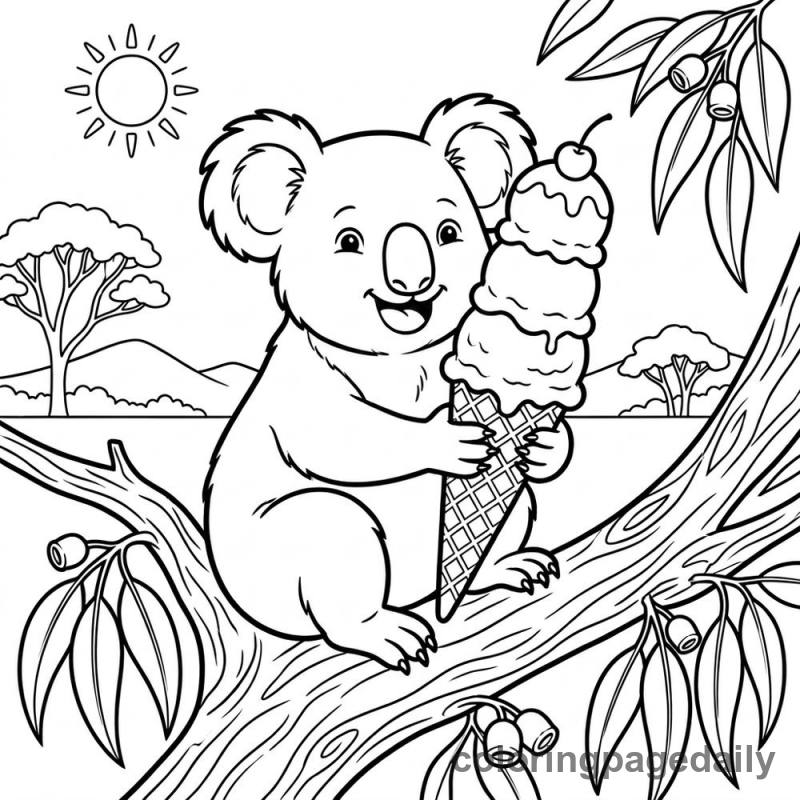 Koala Eating Ice Cream - Colored reference example