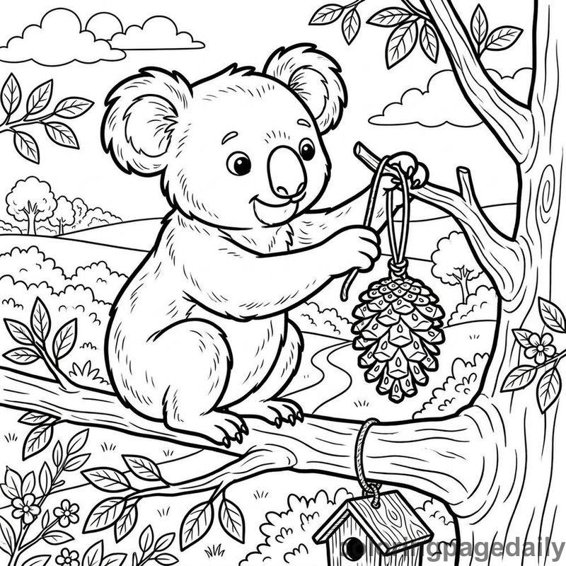 Koala Hanging Bird Feeder - Colored reference example