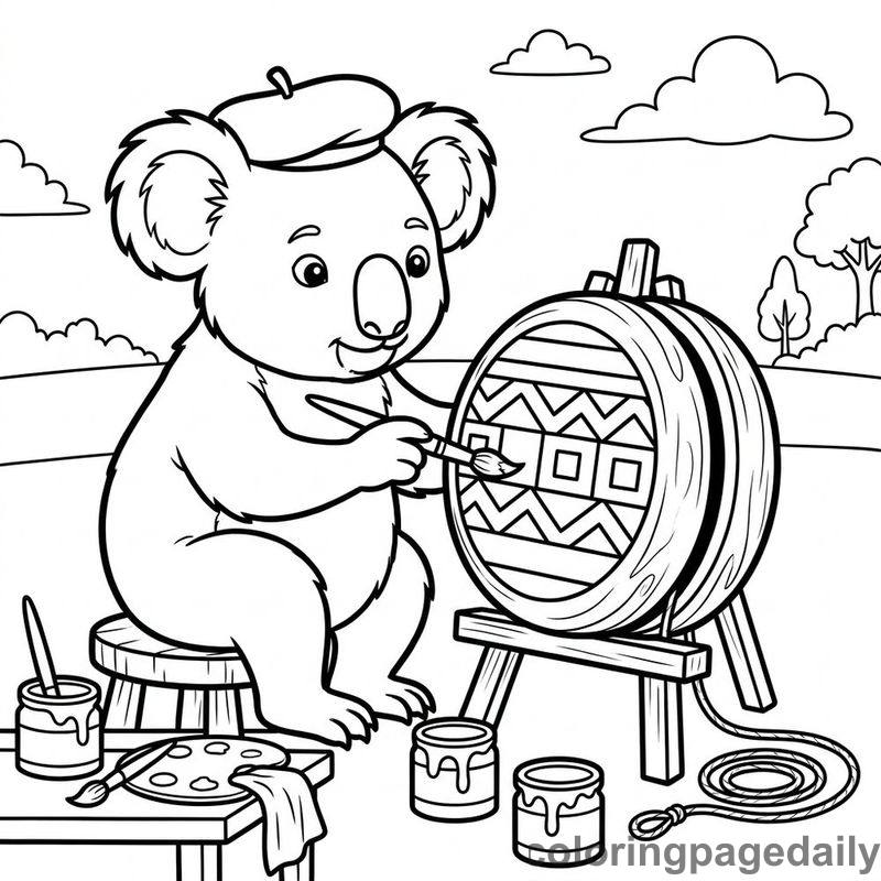 Koala Painting A Yo-Yo - Colored reference example