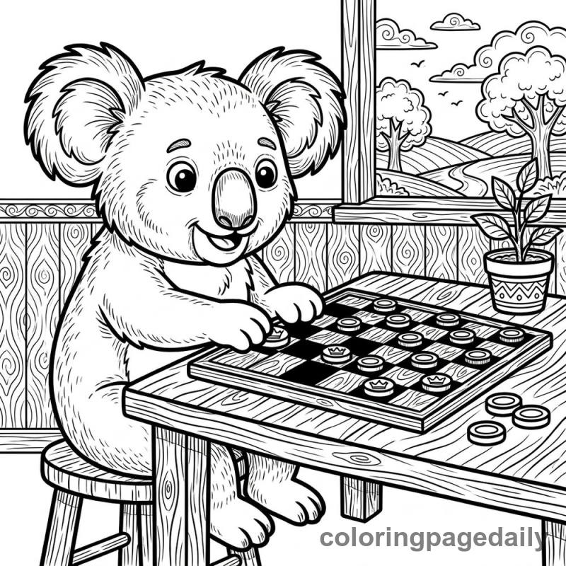 Koala Playing Checkers - Colored reference example