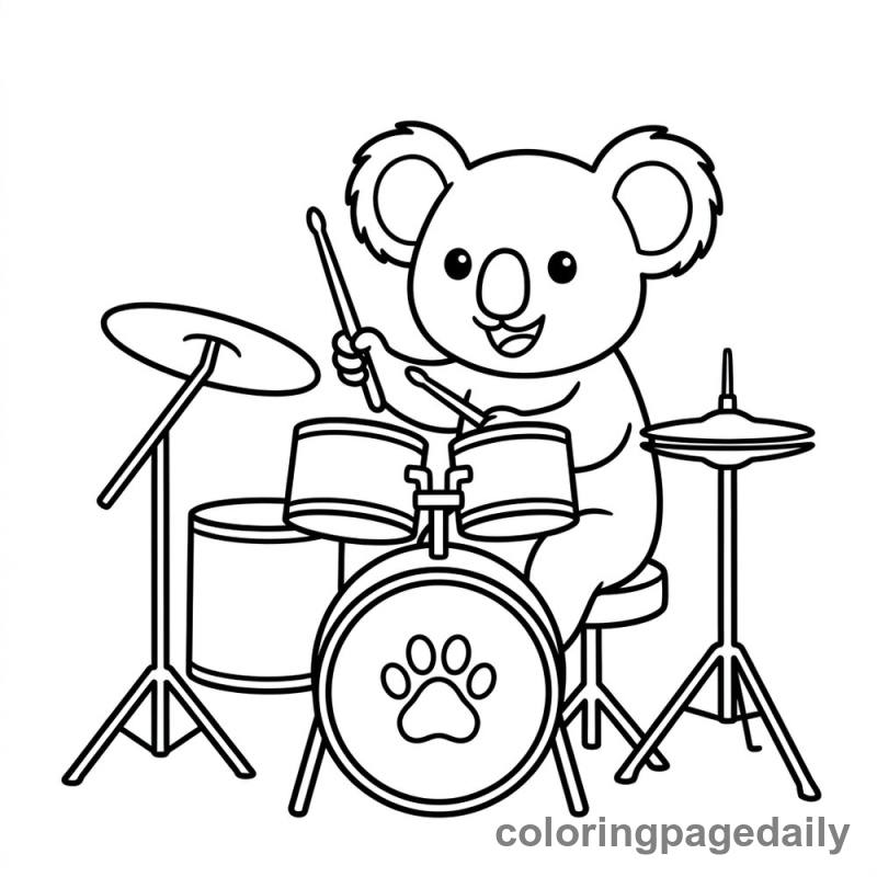 Koala Playing Drums - Colored reference example