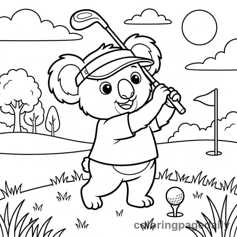 Koala Playing Golf - Colored reference example