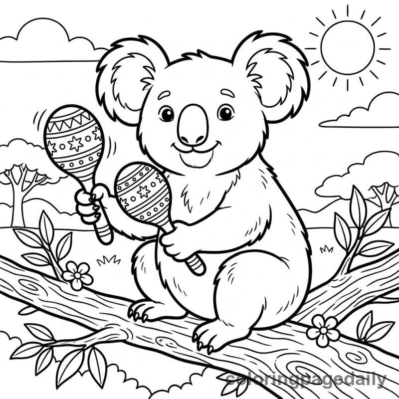 Koala Playing Maracas - Colored reference example