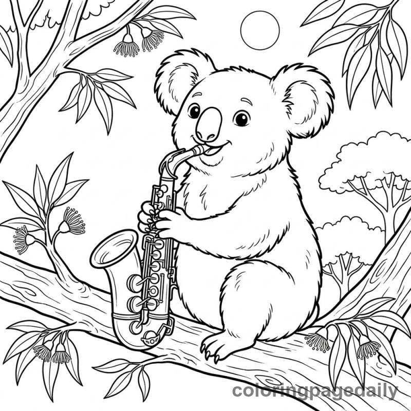 Koala Playing Saxophone - Colored reference example