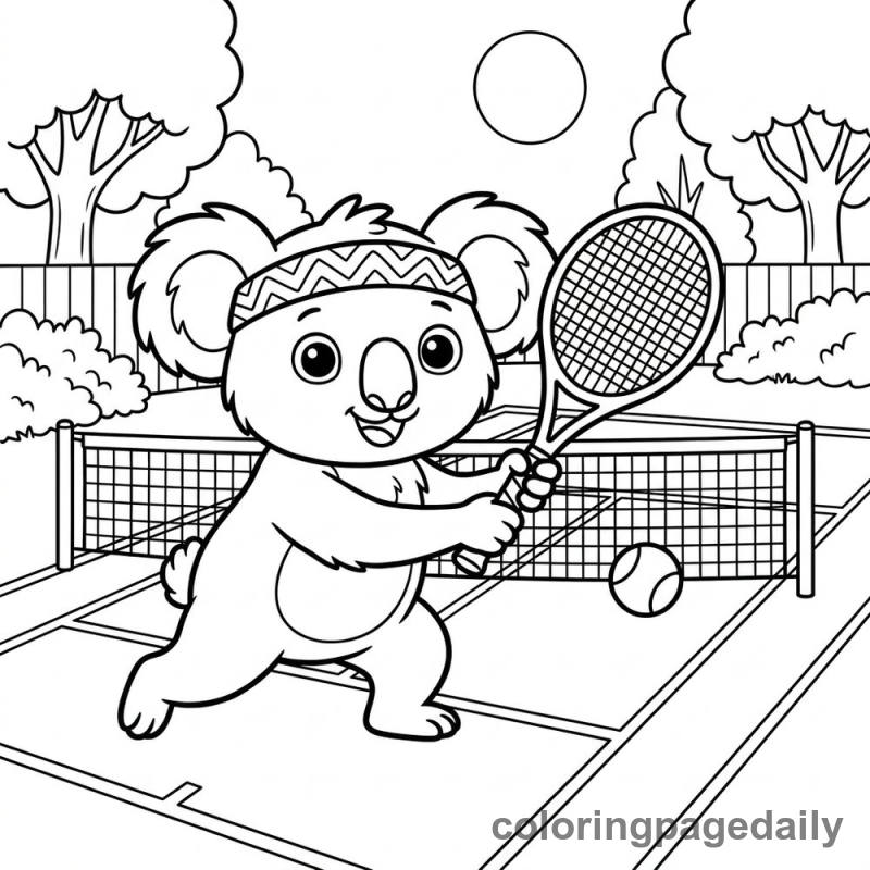 Koala Playing Tennis - Colored reference example