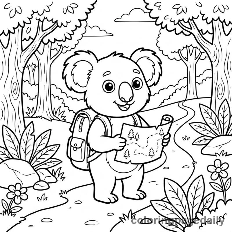 Kevin the Koala’s Forest Quest - story illustration coloring page