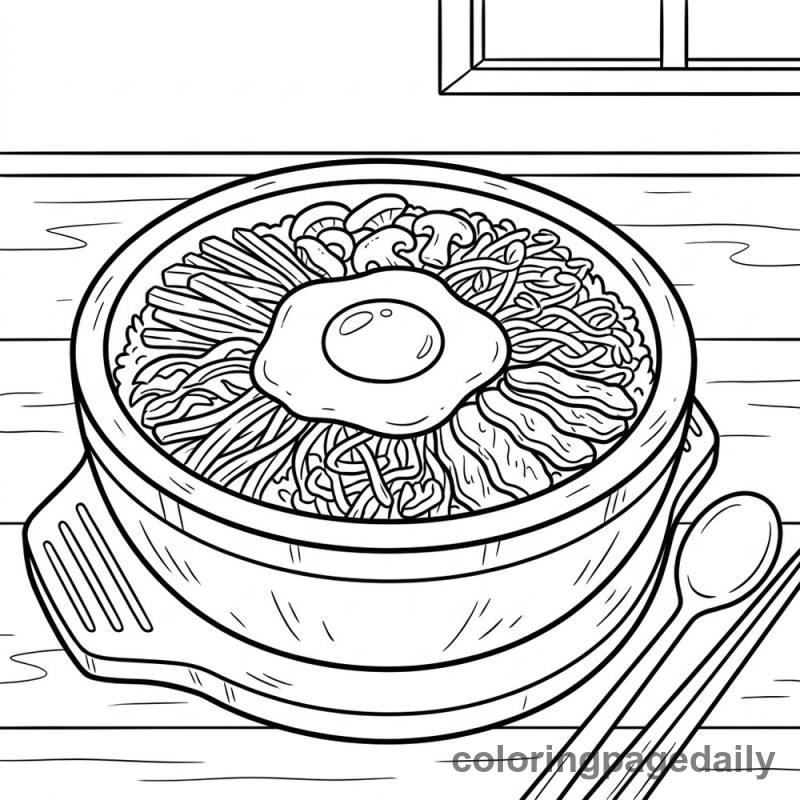 Korean Bibimbap Bowl - Colored reference example